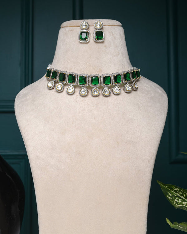 Regal AD Emerald Green Choker Set - Pirohee by parul sharma