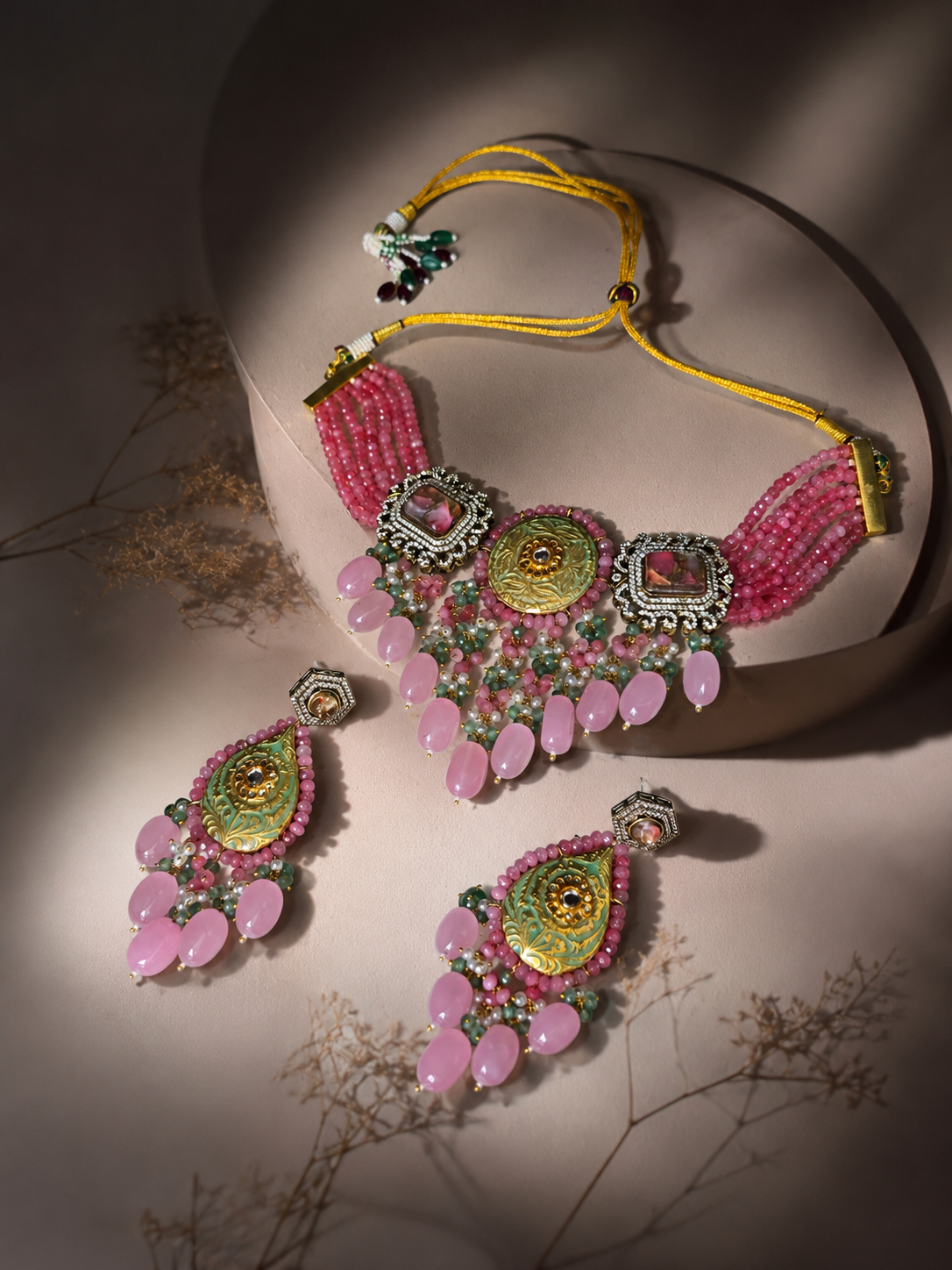 Mira Blush Jade Necklace Set