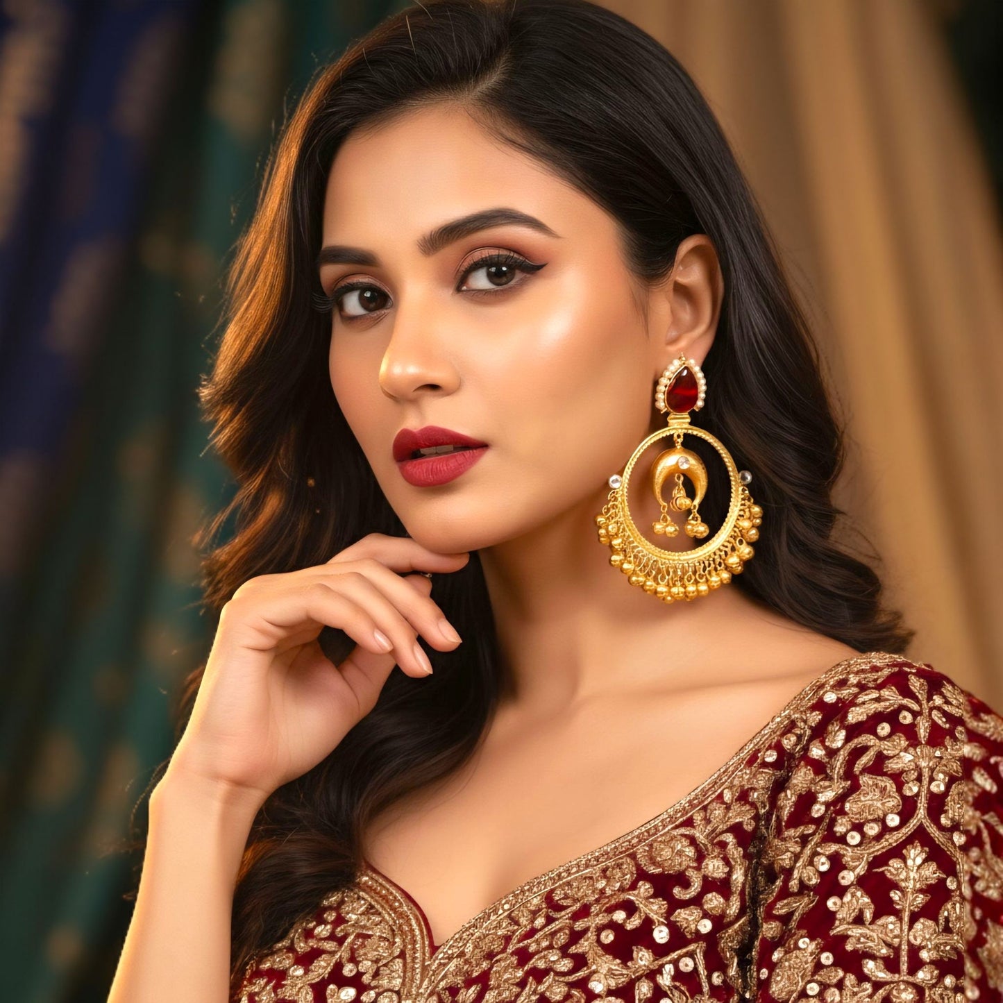 Aabroo Dangle Hoop Earrings