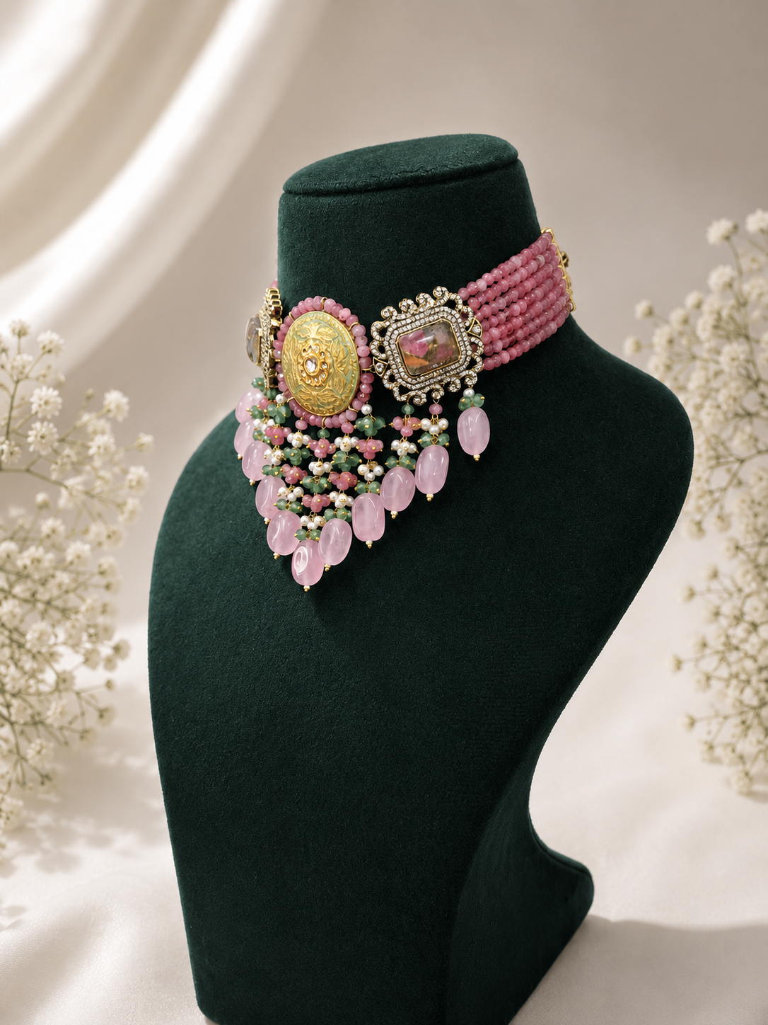 Mira Blush Jade Necklace Set