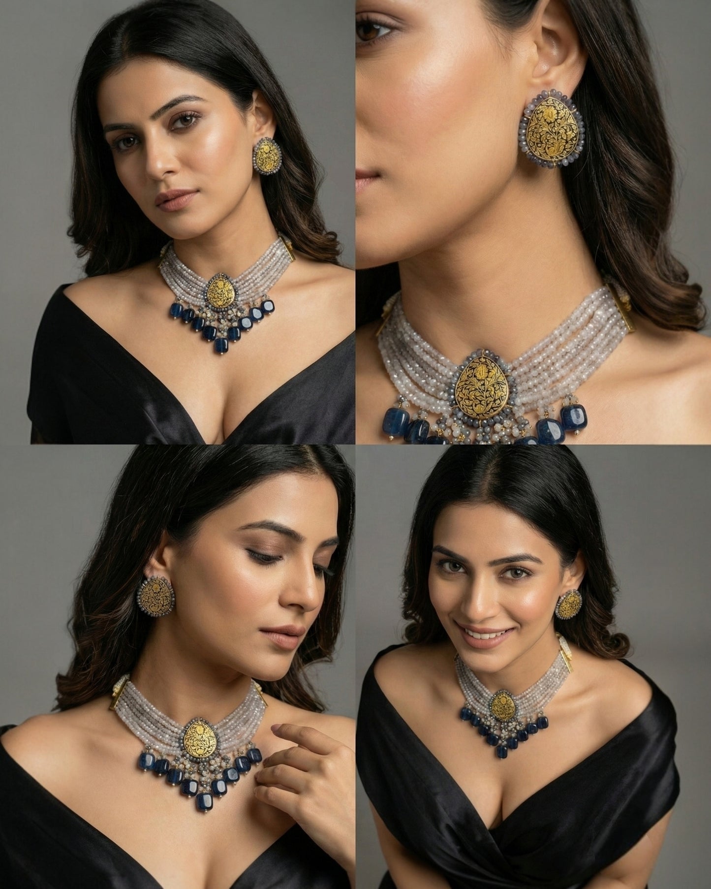 Alluring Moon Grey Choker Set