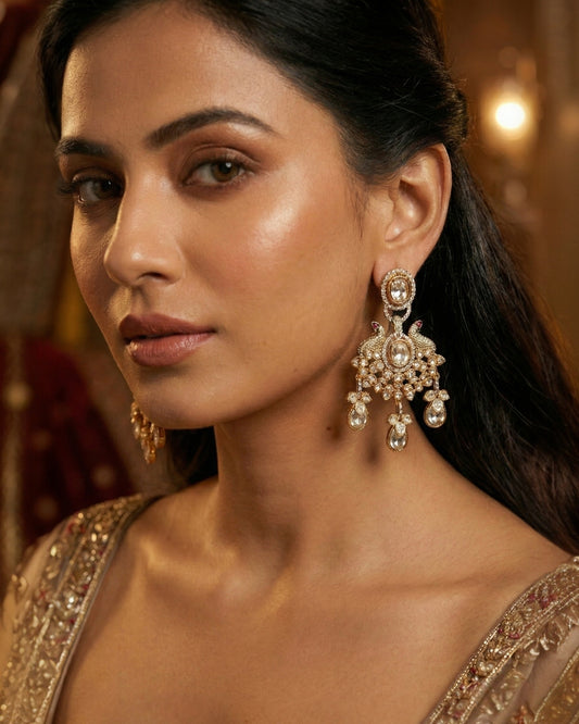 Polki Chand Sitara Earrings