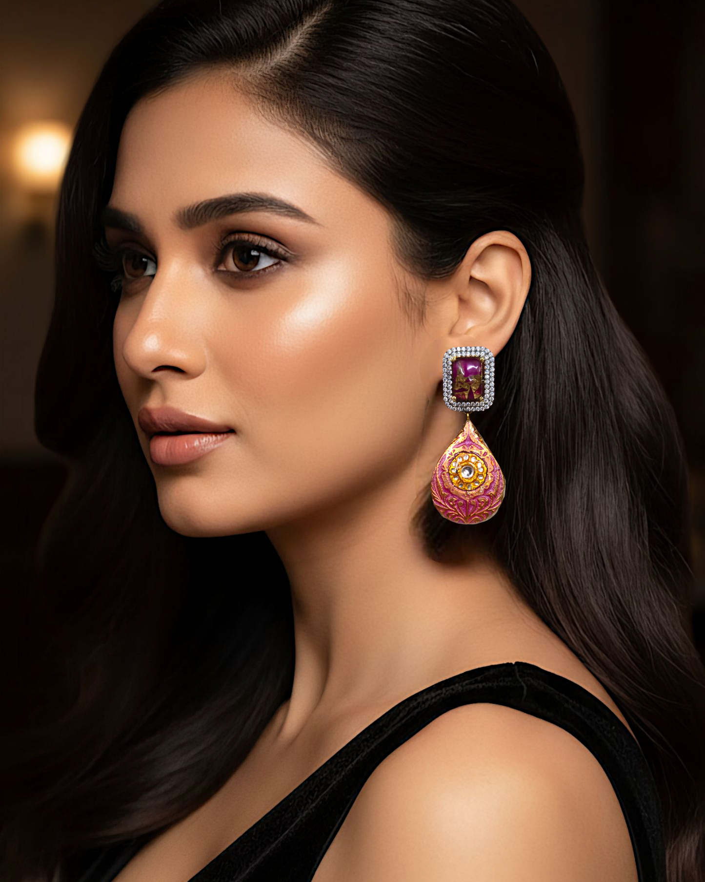 Azure Pink Meena Drops