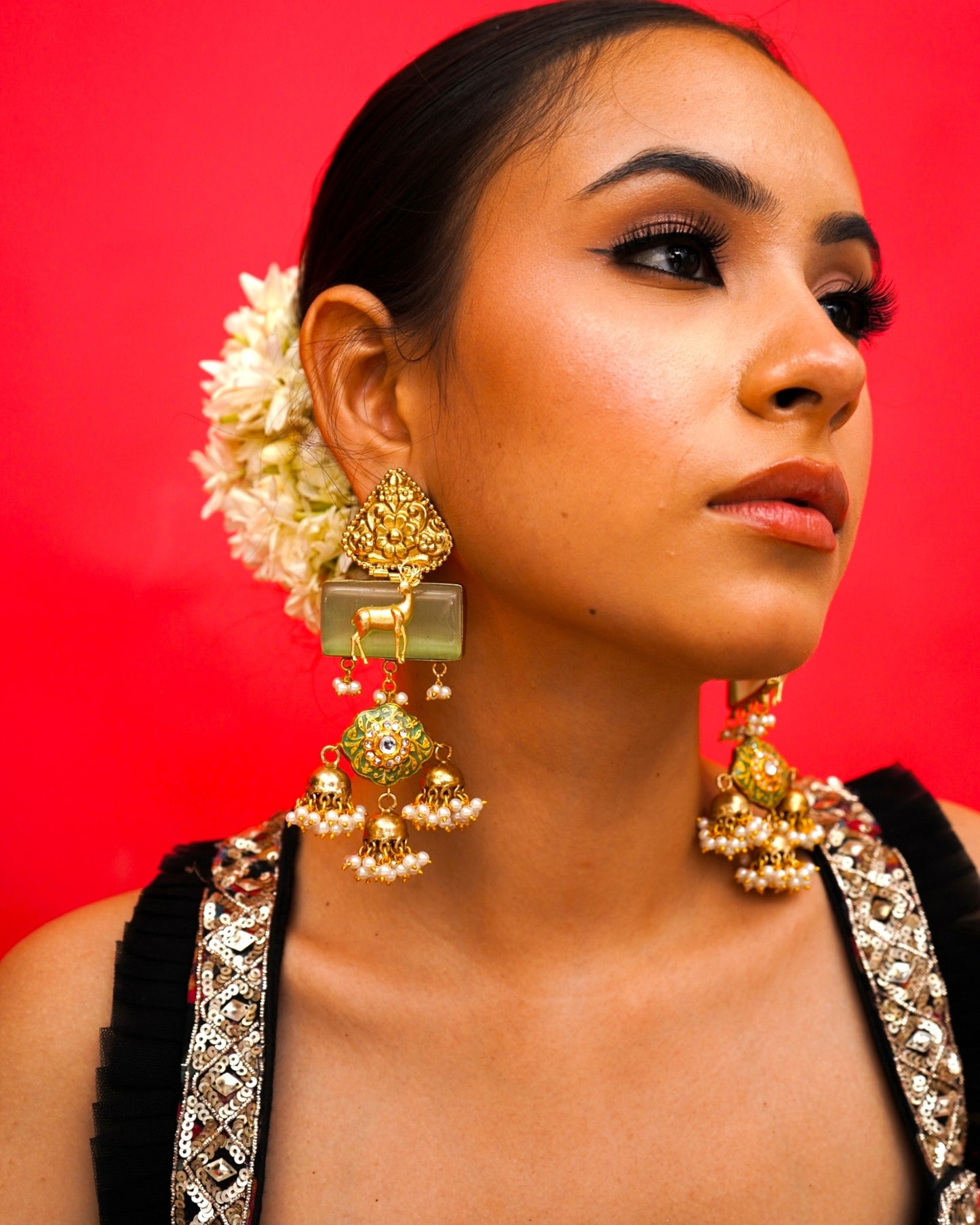 Fiza Mint Fusion Jhumka Earrings