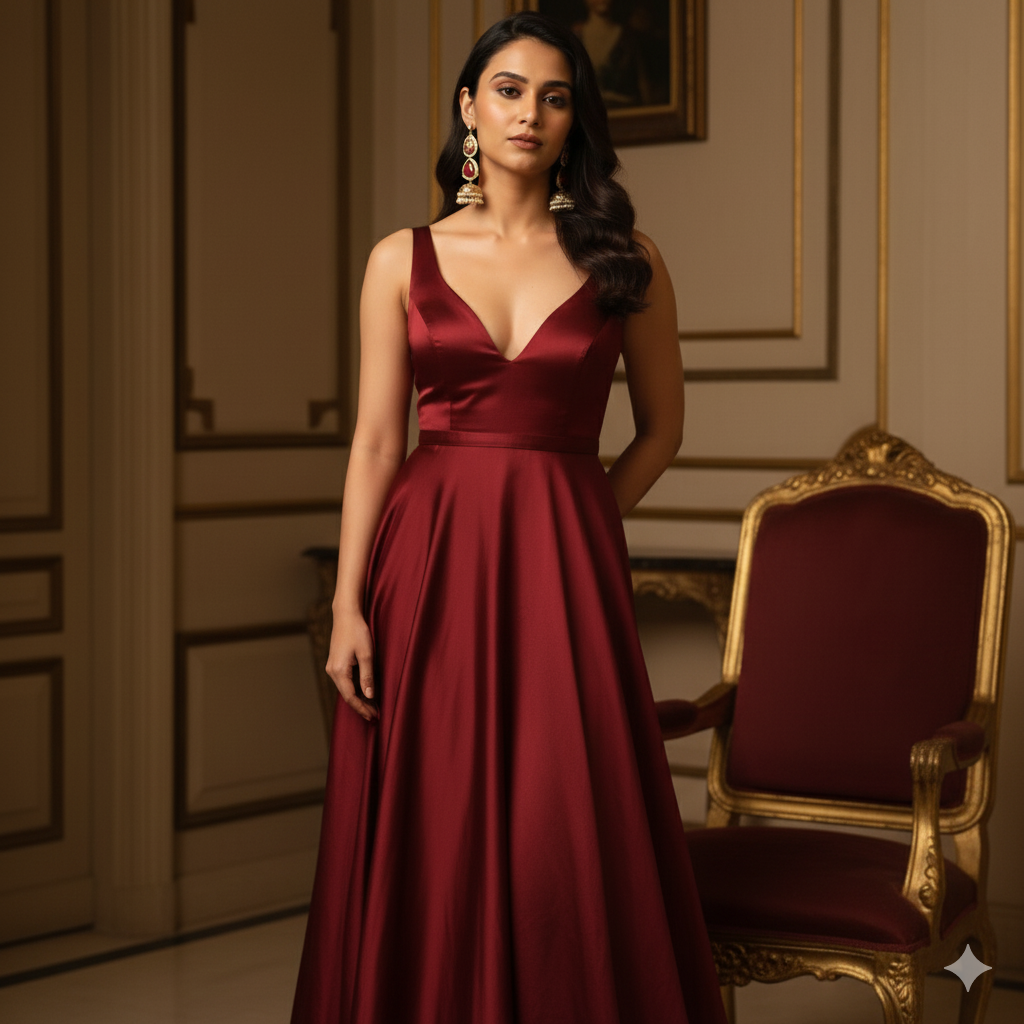 Hoor Red Jhumka Earrings (Invisible kaan chains included)