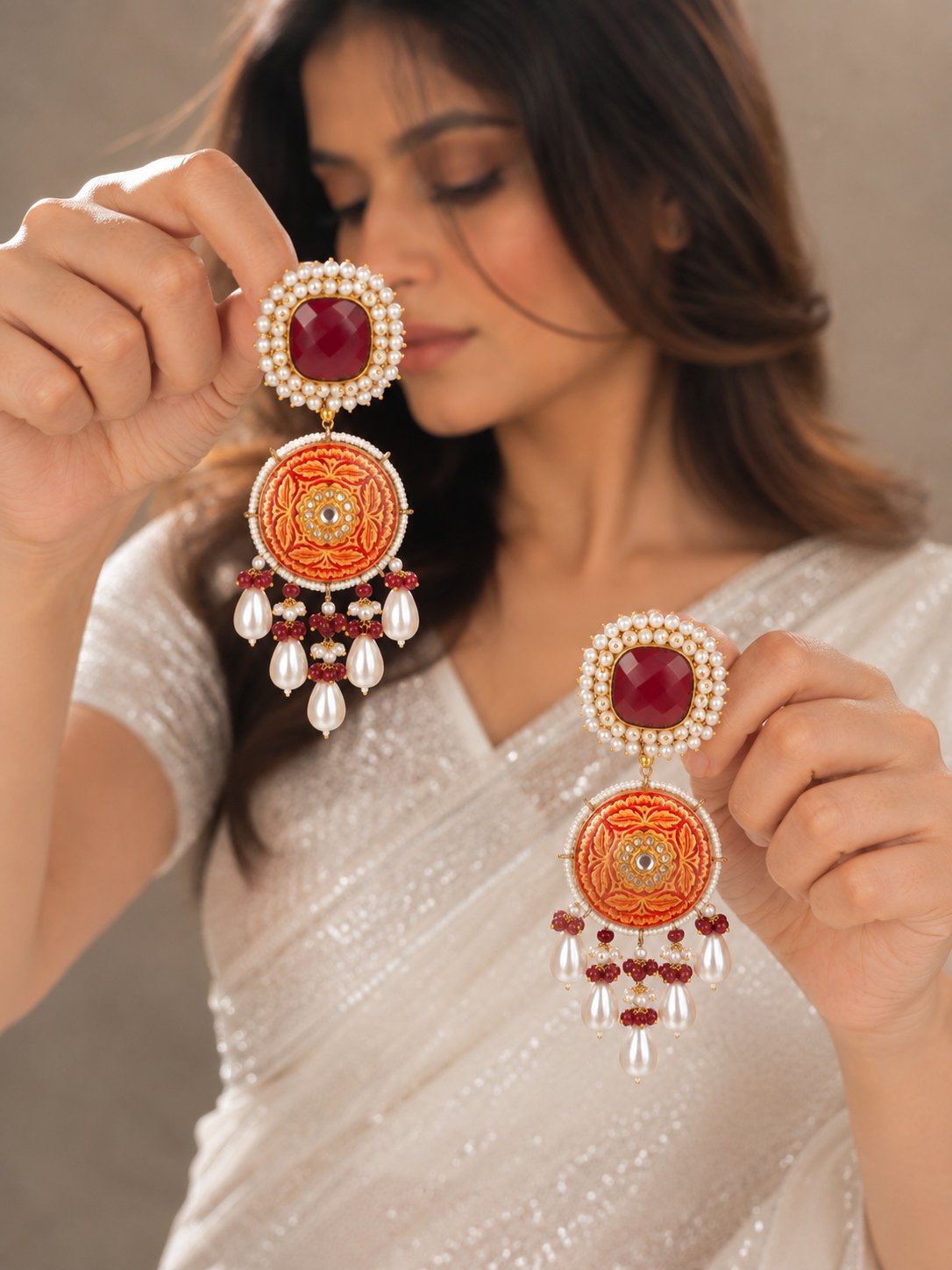 Rangrez Ruby Pearl Earrings