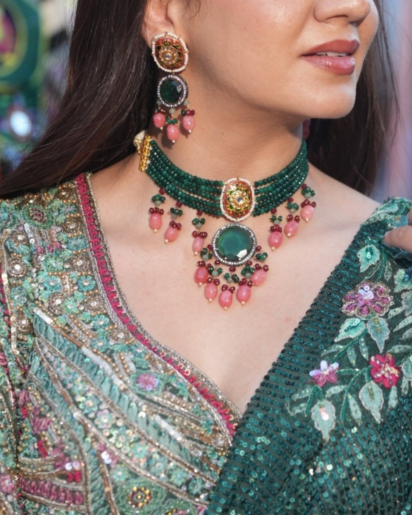 Jharokha Meenakari Jewel Set