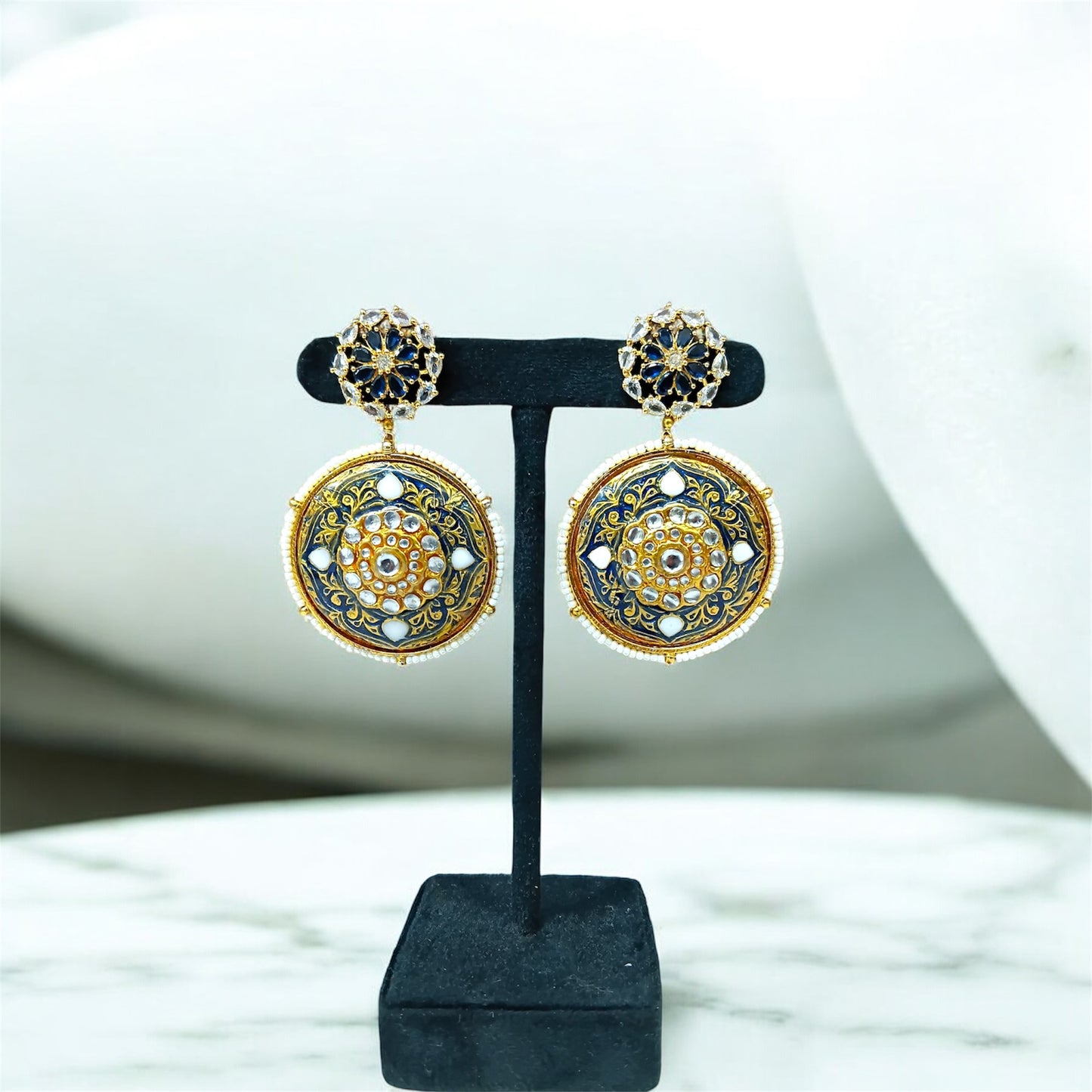 Iraaya Blue Meenakari Earrings