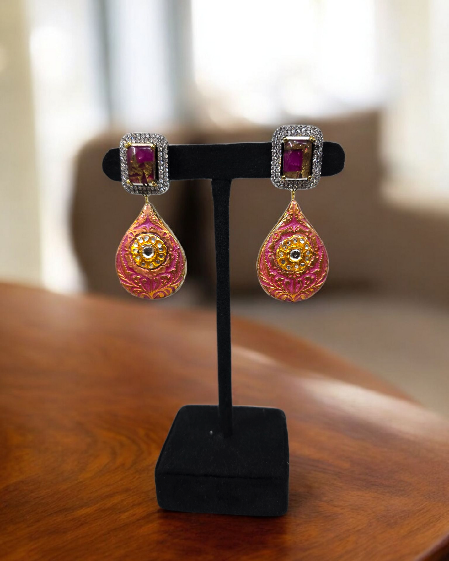 Azure Pink Meena Drops