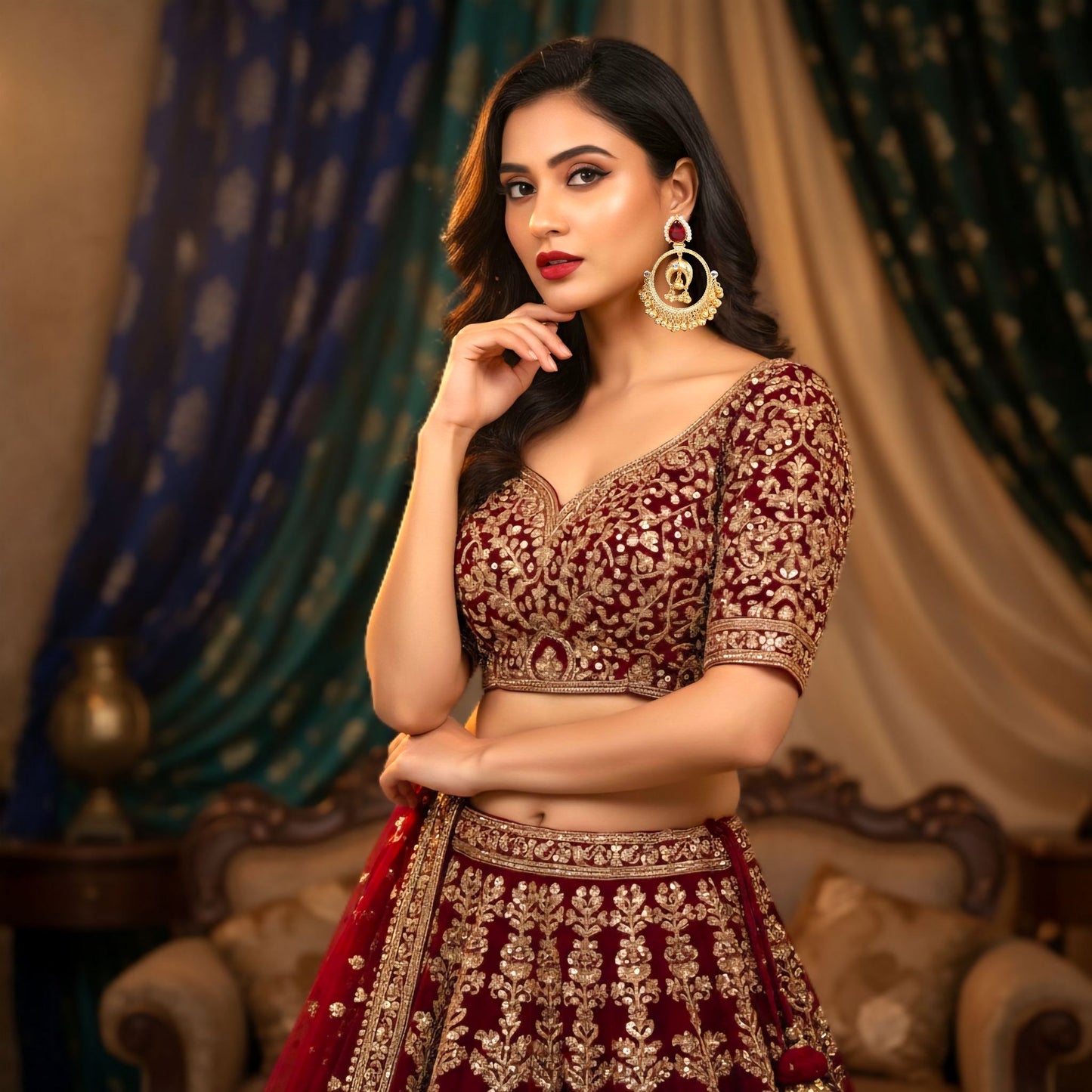 Aabroo Dangle Hoop Earrings