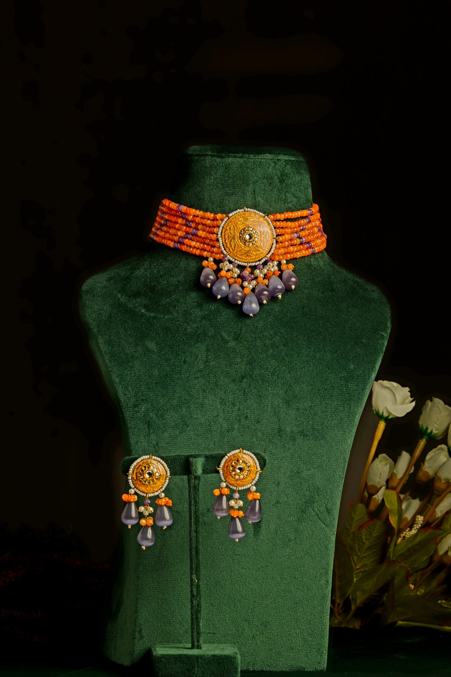 Rangmehal Coral Amethyst Set