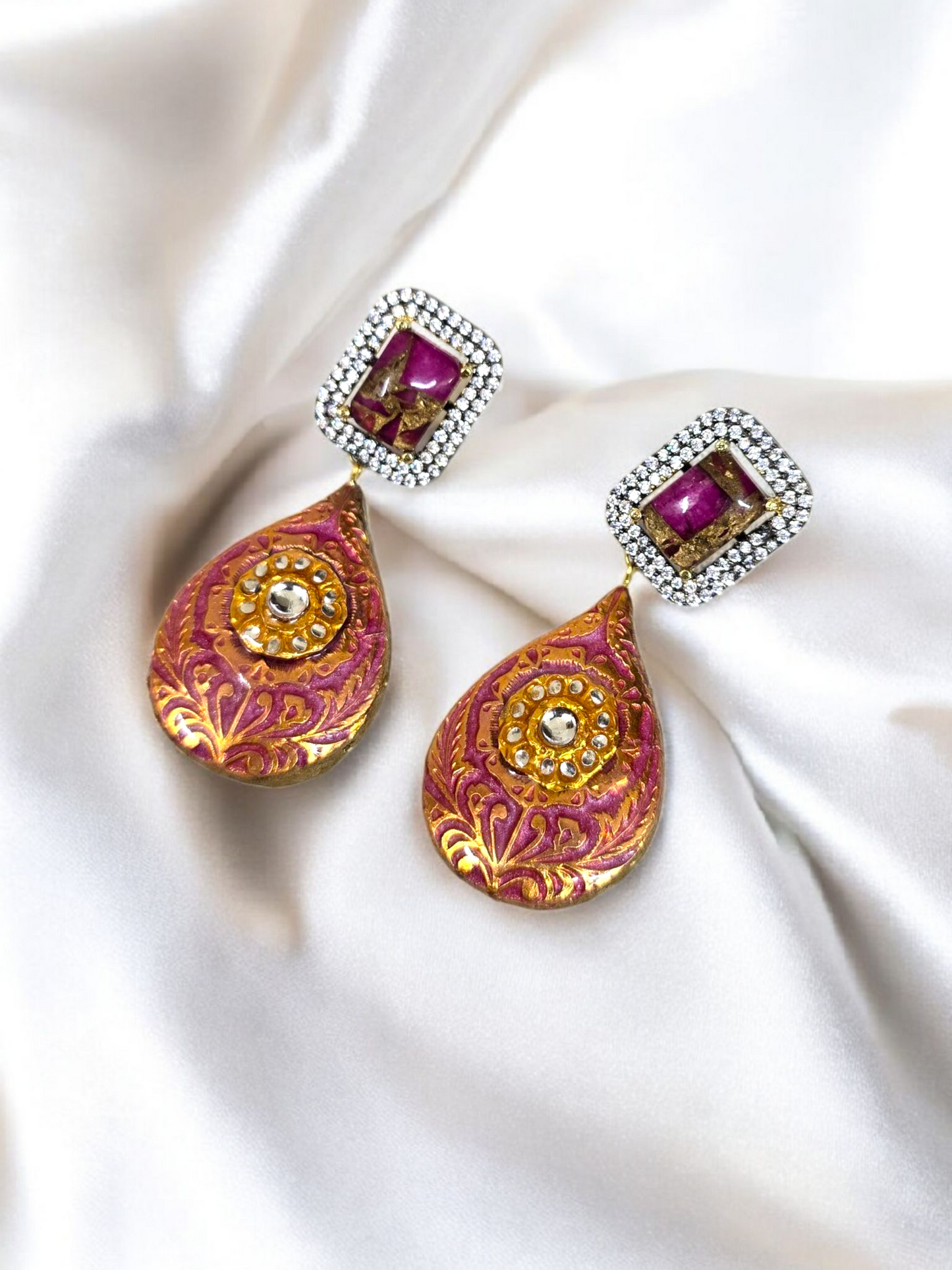 Azure Pink Meena Drops