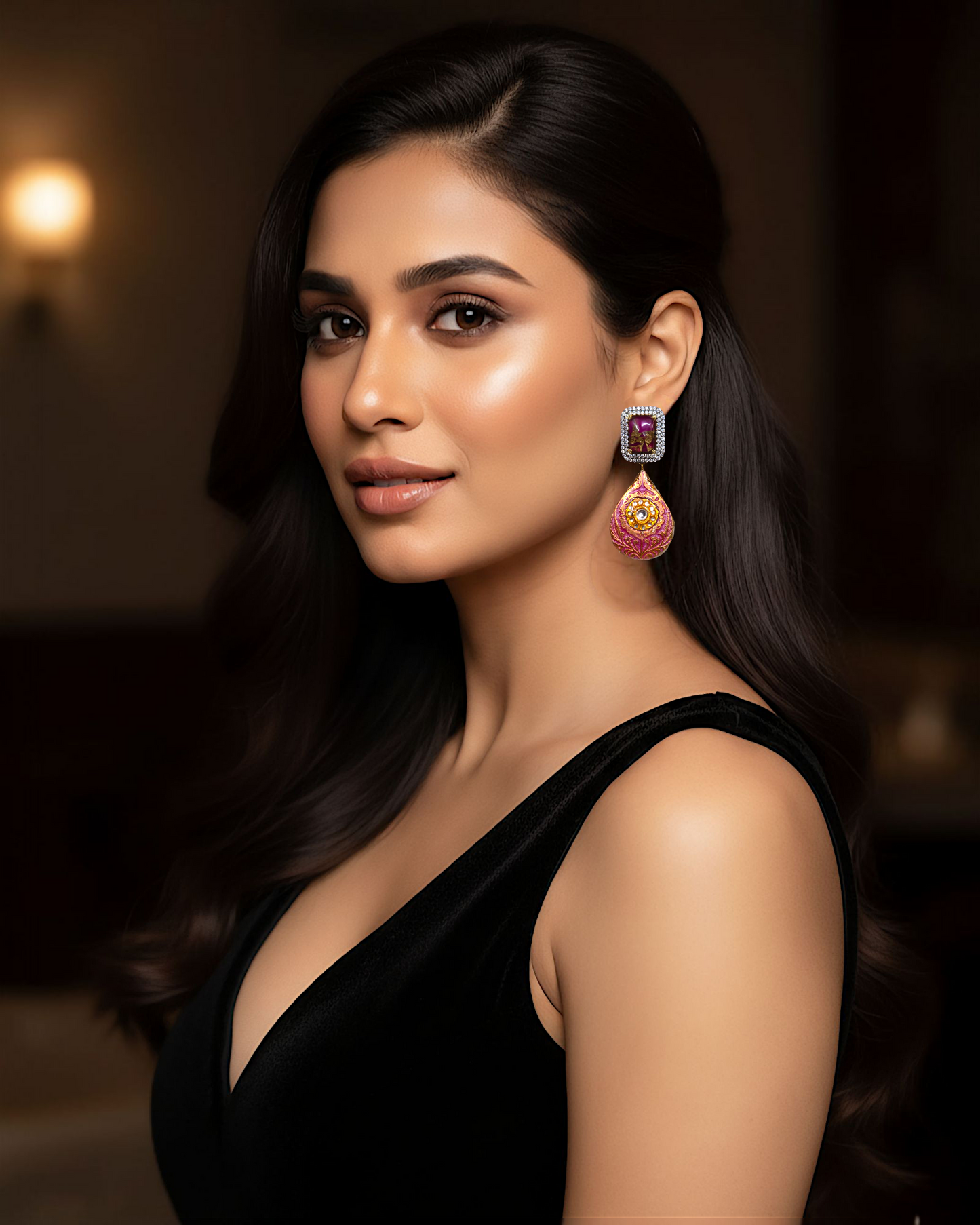 Azure Pink Meena Drops