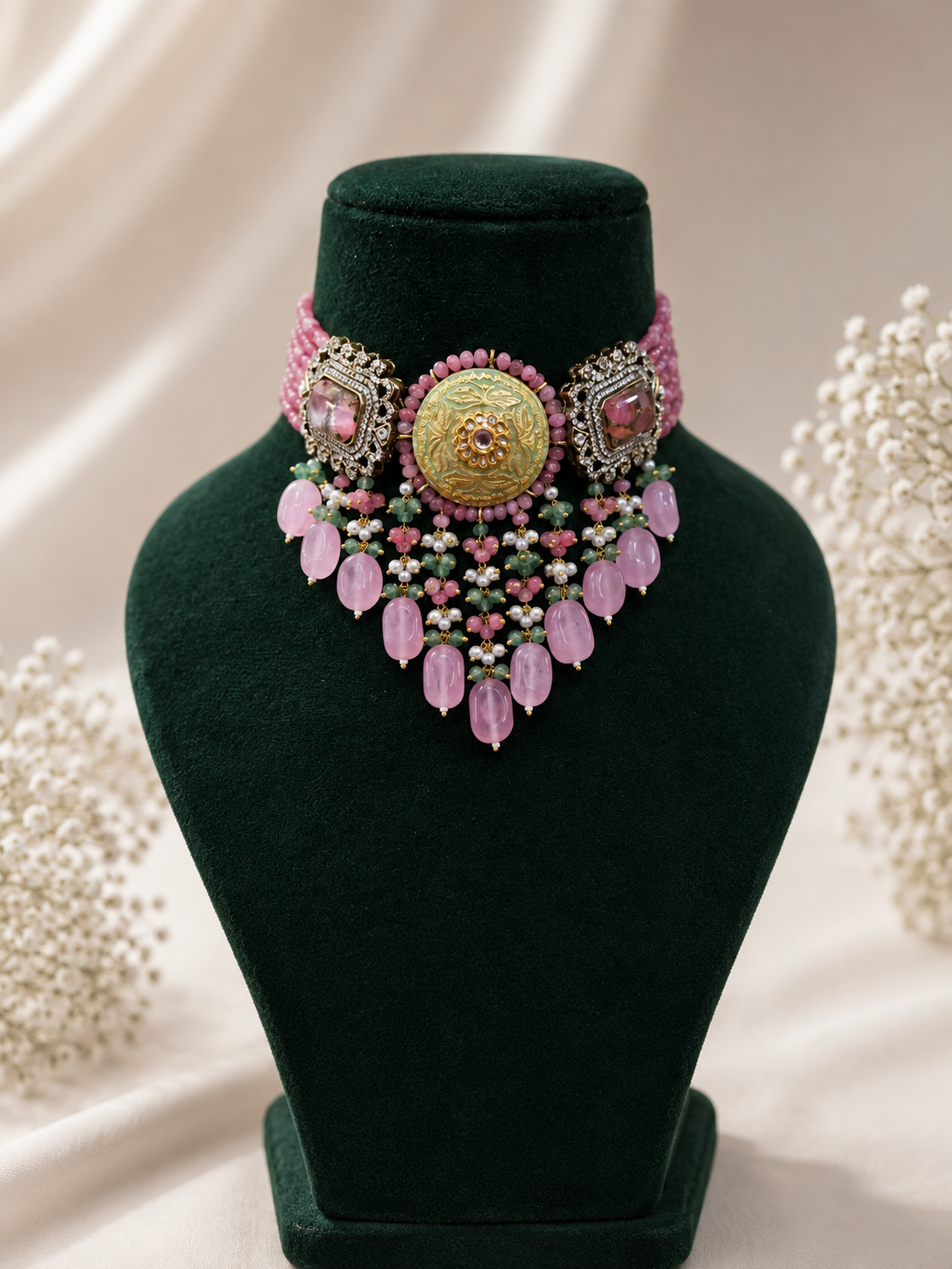 Mira Blush Jade Necklace Set