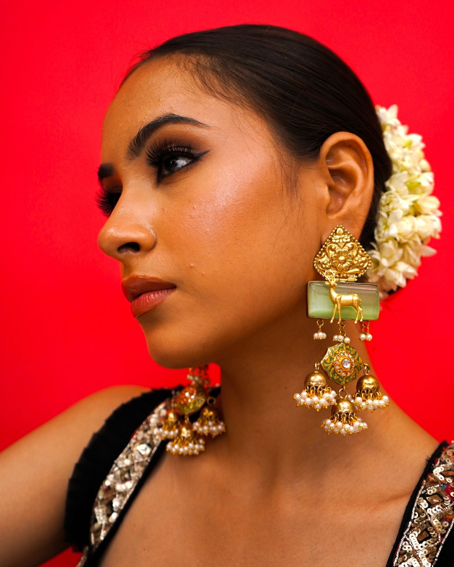 Fiza Mint Fusion Jhumka Earrings