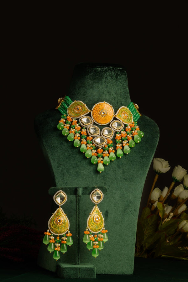 Rooh Mint Polki Necklace Set - Pirohee by parul sharma