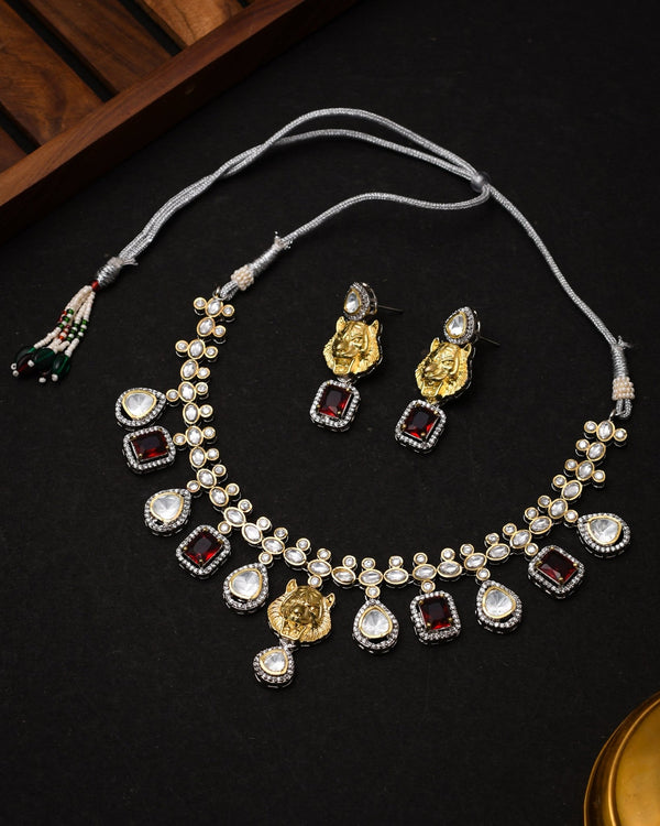 Ruby Radiance: AD Necklace Set - Pirohee by parul sharma