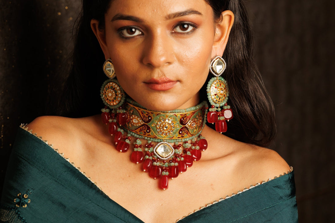 Ruhaniyat Maroon Necklace Set - Pirohee by parul sharma