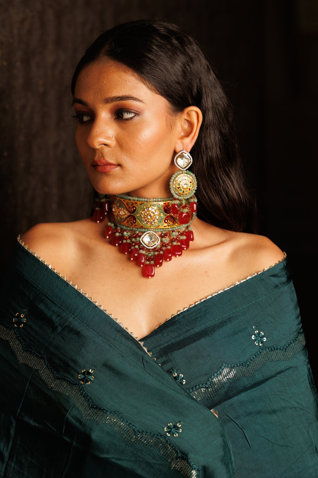 Ruhaniyat Maroon Necklace Set - Pirohee by parul sharma