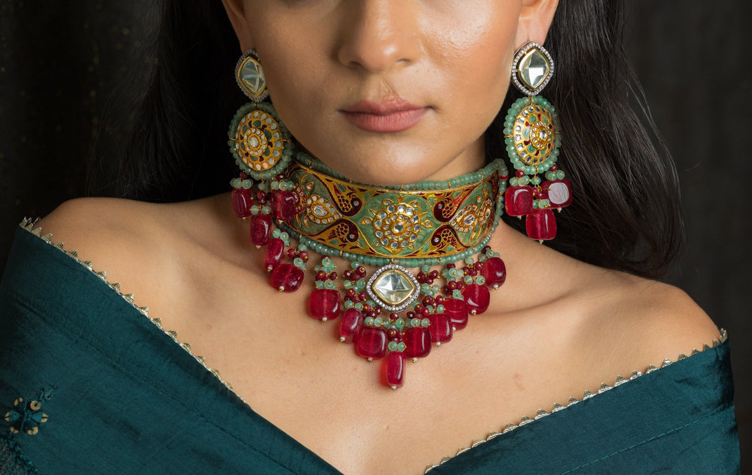 Ruhaniyat Maroon Necklace Set - Pirohee by parul sharma