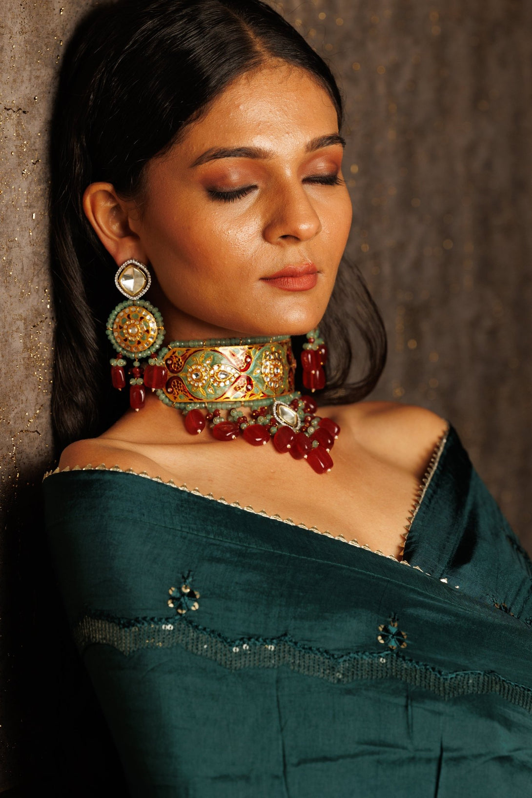 Ruhaniyat Maroon Necklace Set - Pirohee by parul sharma