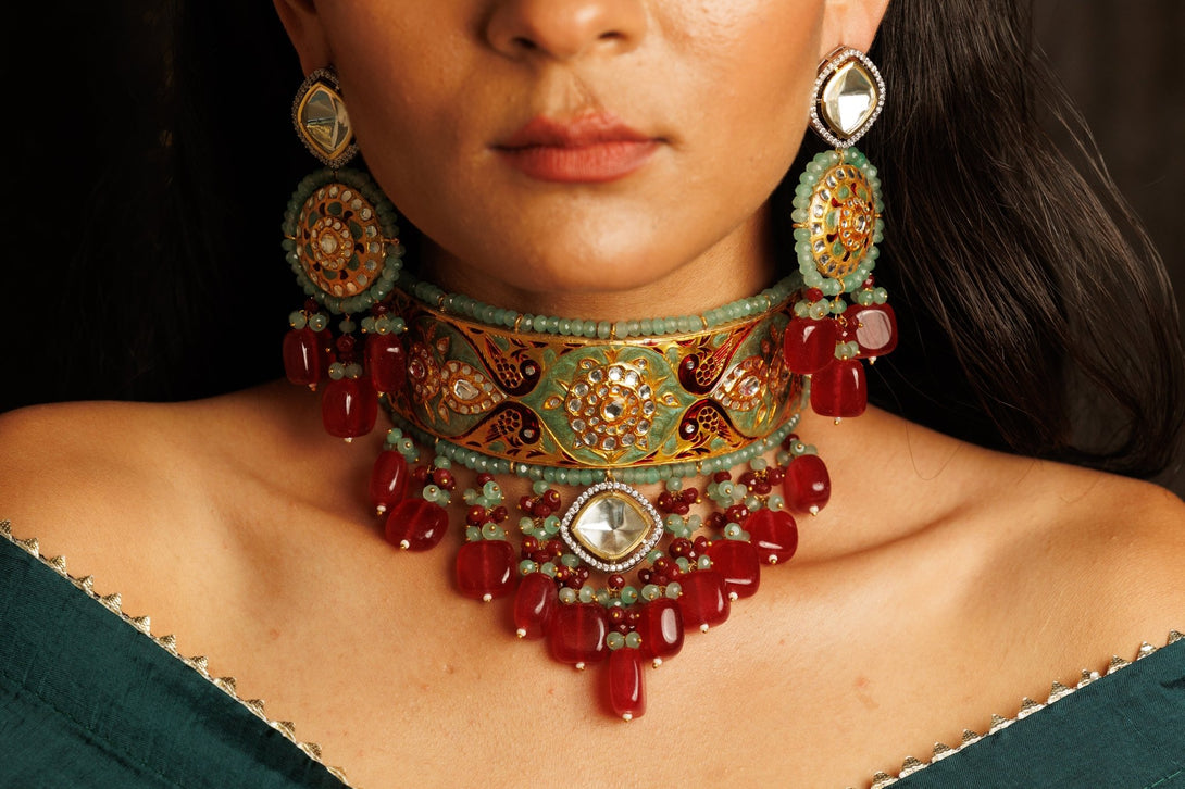 Ruhaniyat Maroon Necklace Set - Pirohee by parul sharma