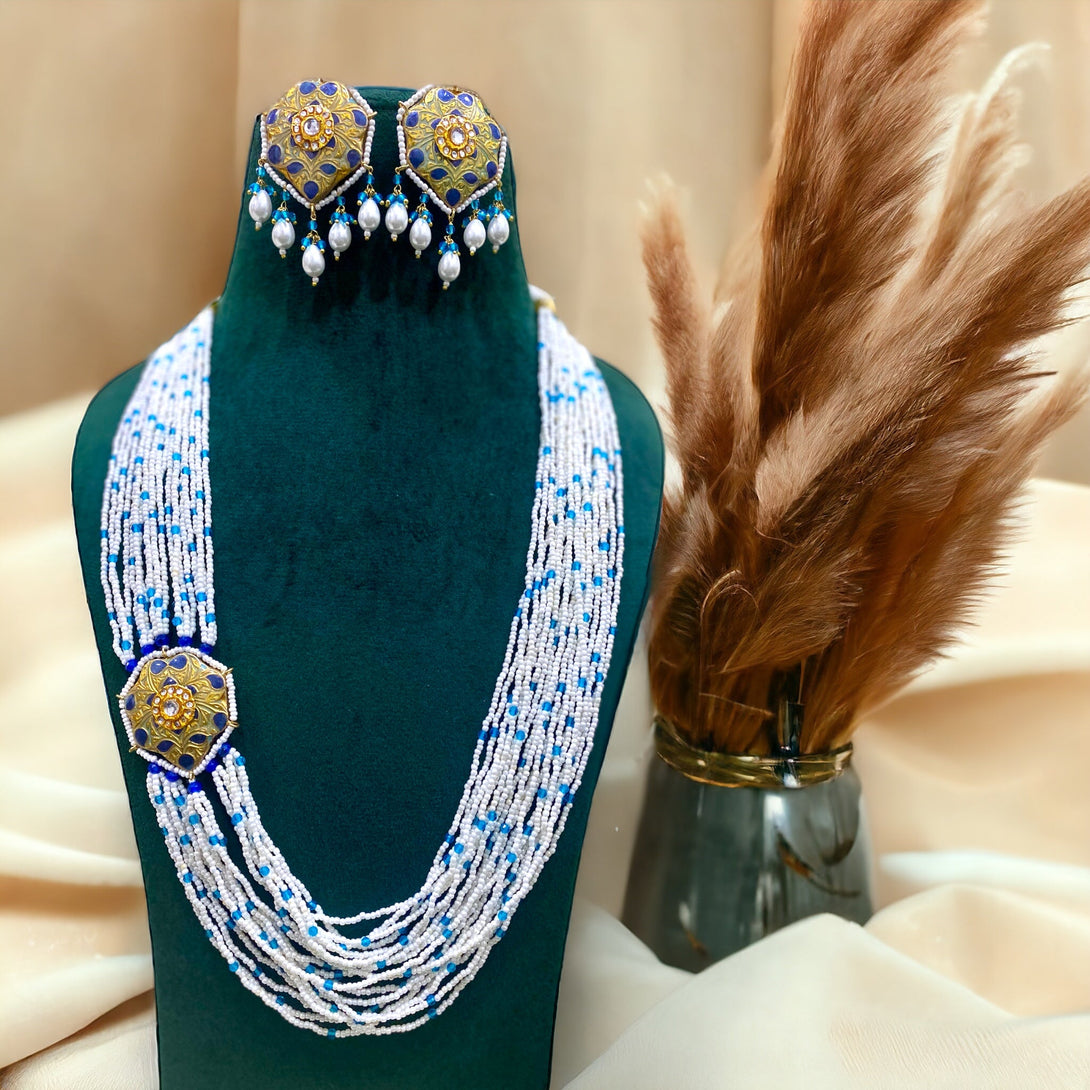 Saira Blue Meenakari Necklace Set - Pirohee by parul sharma