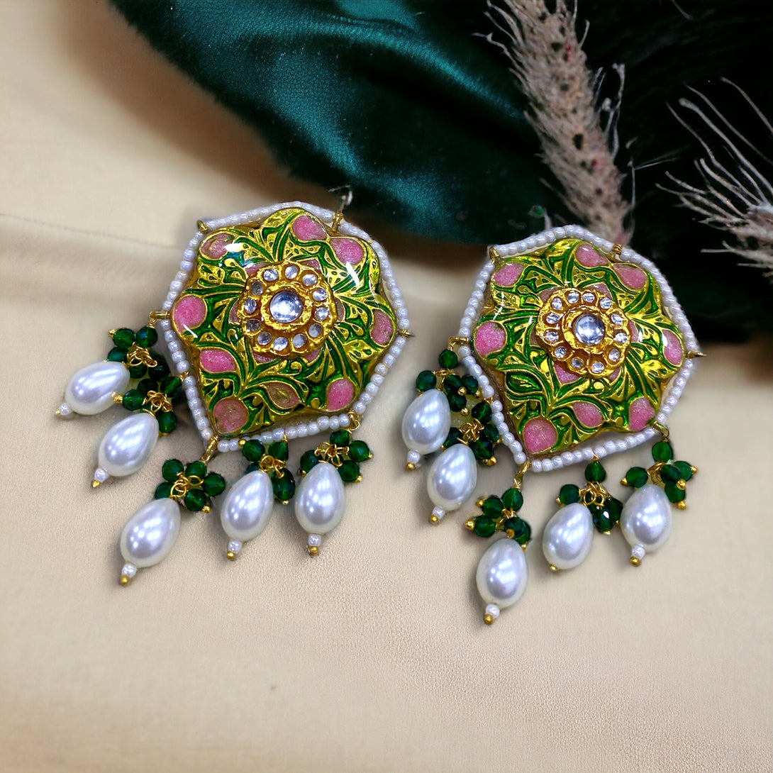 Saira Green Meenakari Necklace Set - Pirohee by parul sharma