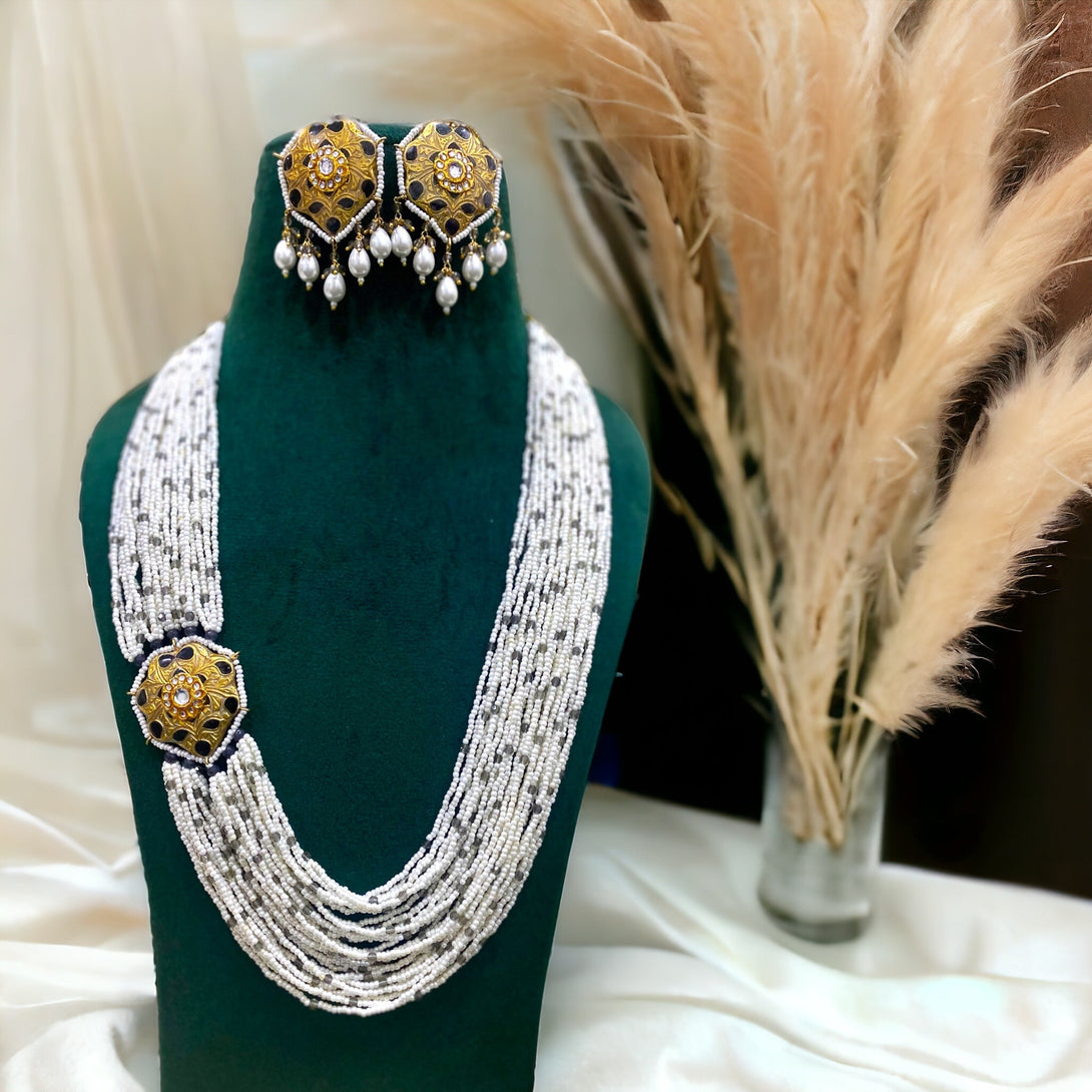 Saira Grey Meenakari Necklace Set - Pirohee by parul sharma