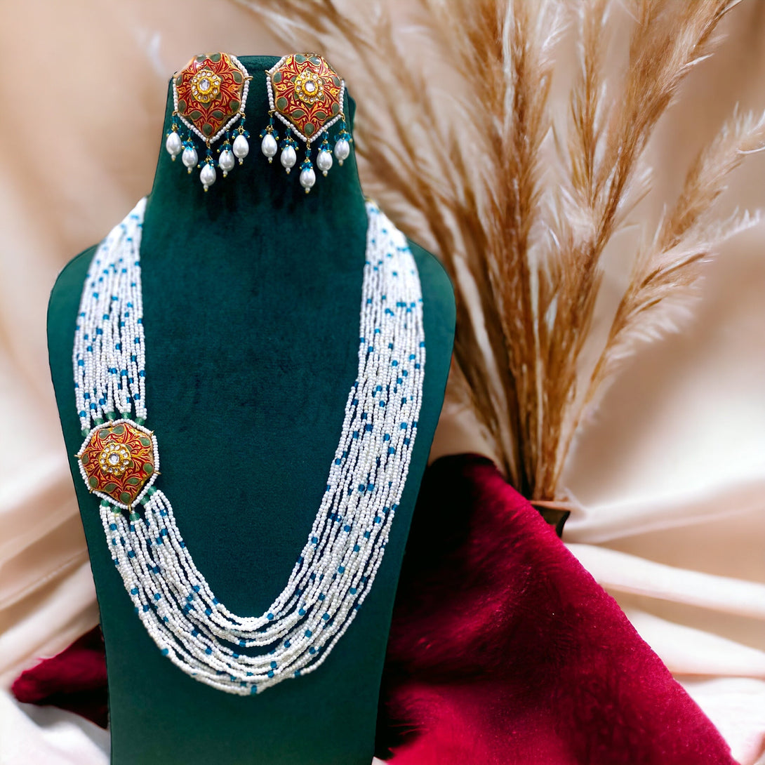 Saira Maroon Meenakari Necklace Set - Pirohee by parul sharma