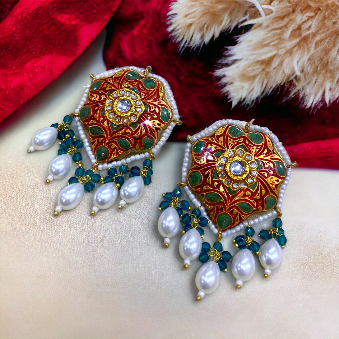 Saira Maroon Meenakari Necklace Set - Pirohee by parul sharma