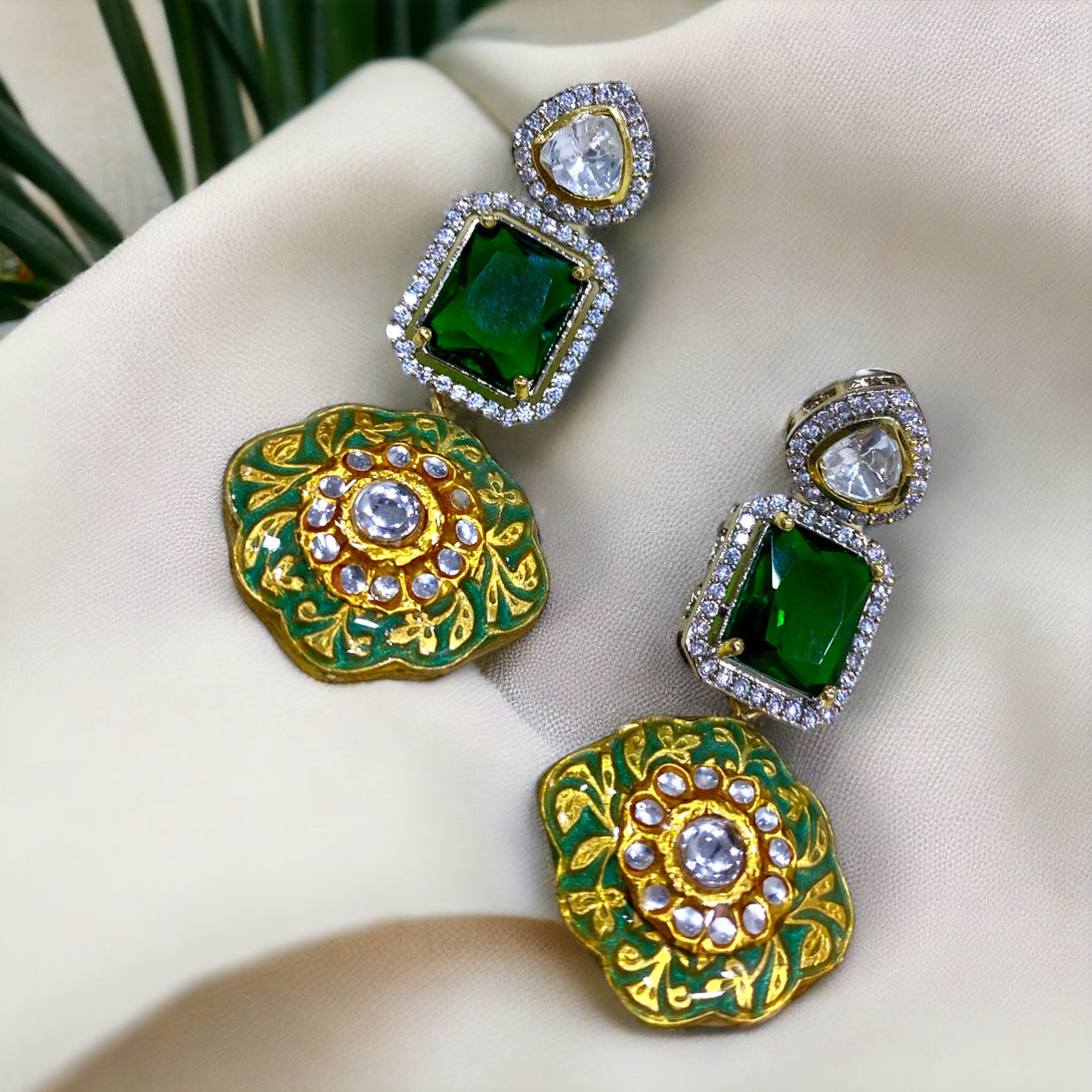 Serena Green AD & Meenakari Fusion Necklace Set - Pirohee by parul sharma