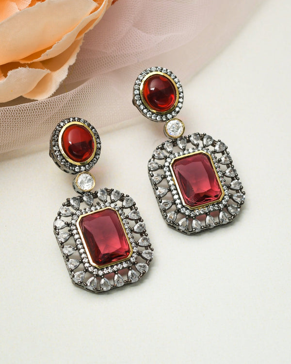 Shimmering Ruby Red Earrings - Pirohee by parul sharma