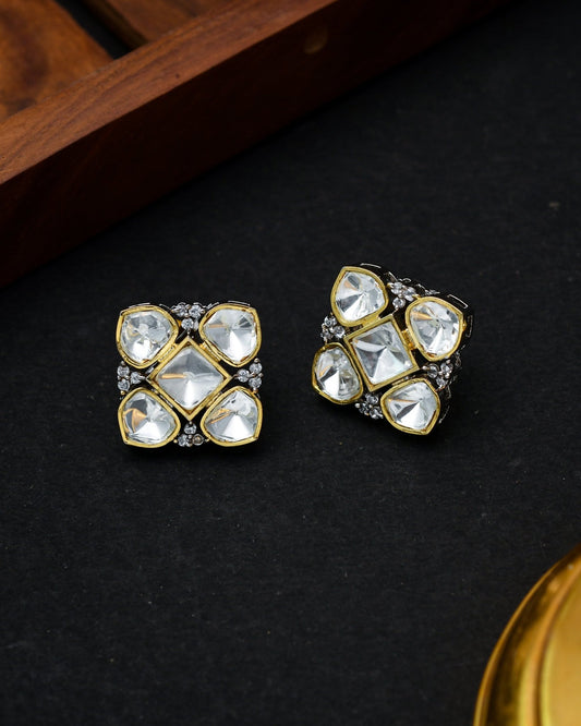Sparkling Sophistication: Moissanite Polki Stud Earrings - Pirohee by parul sharma