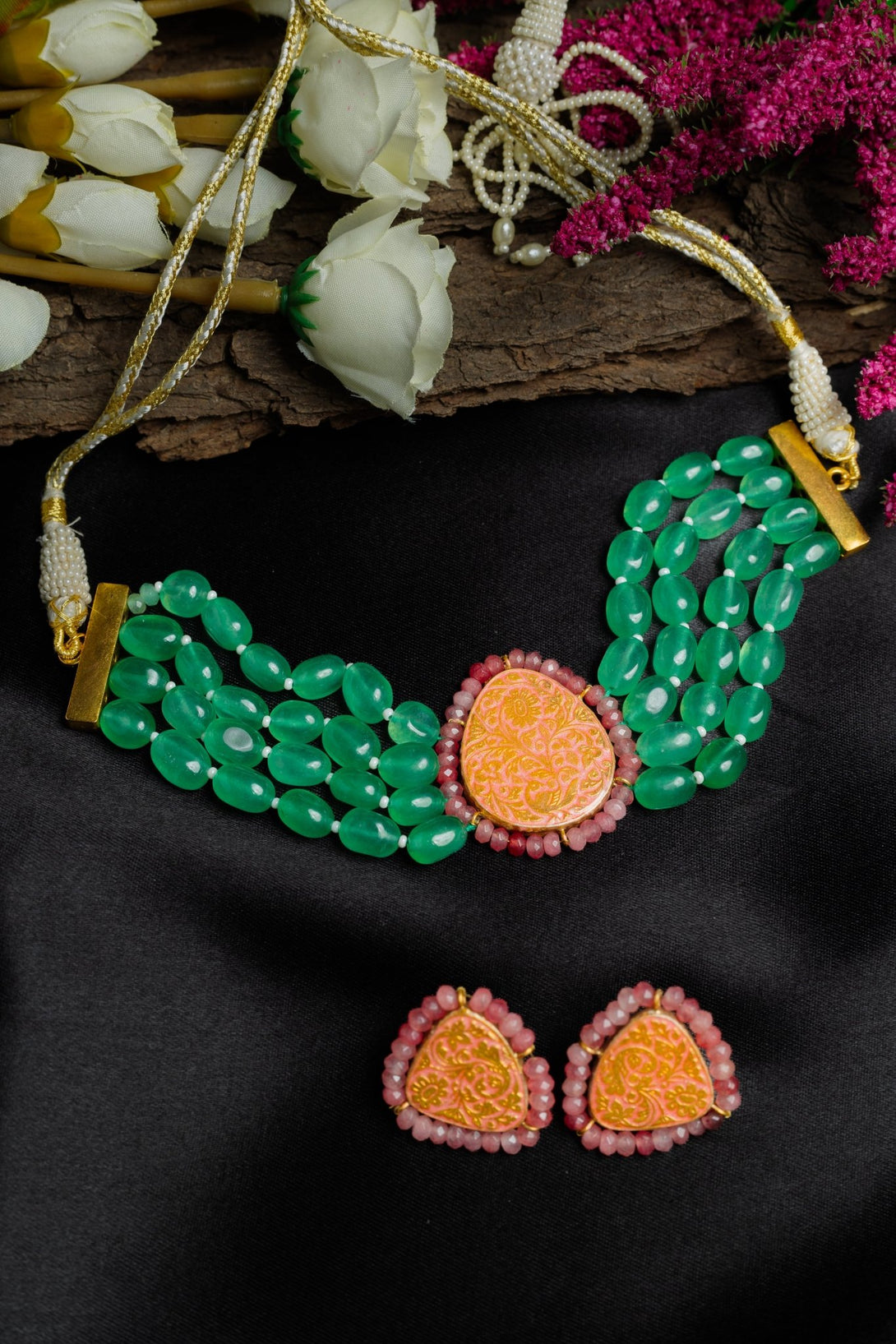 Splendid mint green necklace set - Pirohee by parul sharma