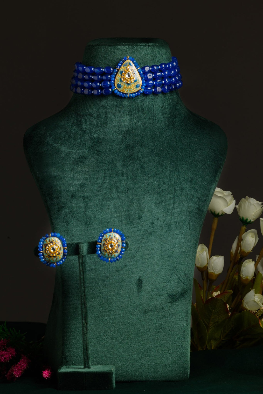 Splendid Royal Blue Necklace Set - Pirohee by parul sharma