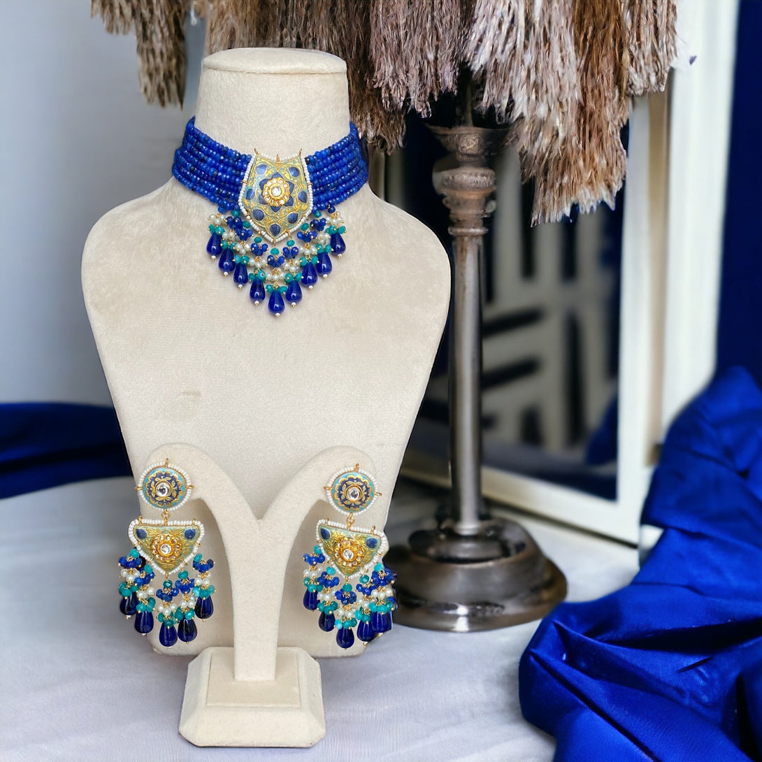 Uzma Blue Meenakari Set - Pirohee by parul sharma