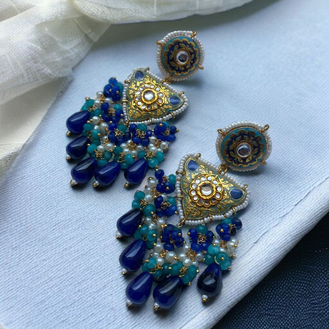 Uzma Blue Meenakari Set - Pirohee by parul sharma