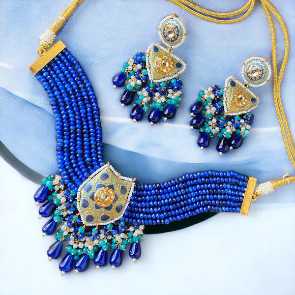 Uzma Blue Meenakari Set - Pirohee by parul sharma