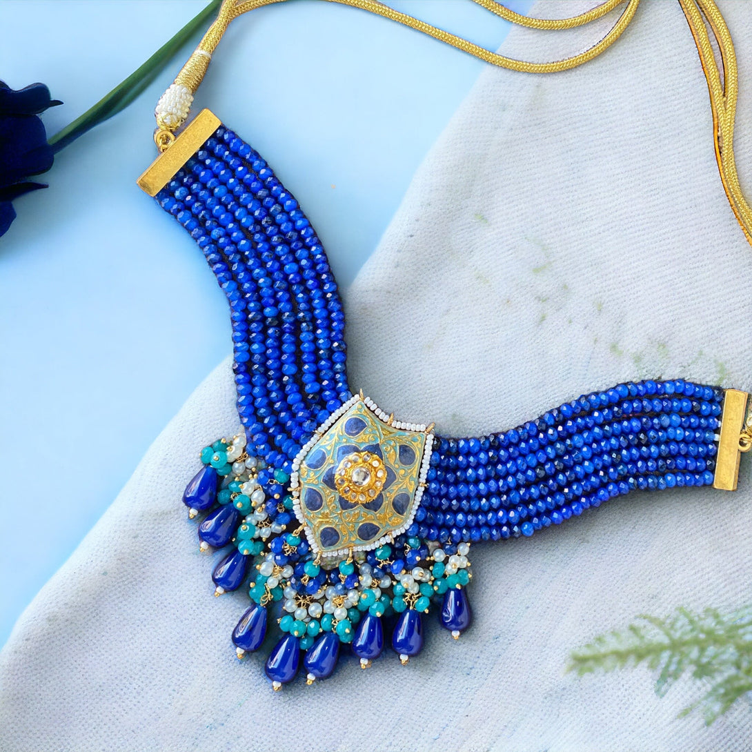 Uzma Blue Meenakari Set - Pirohee by parul sharma