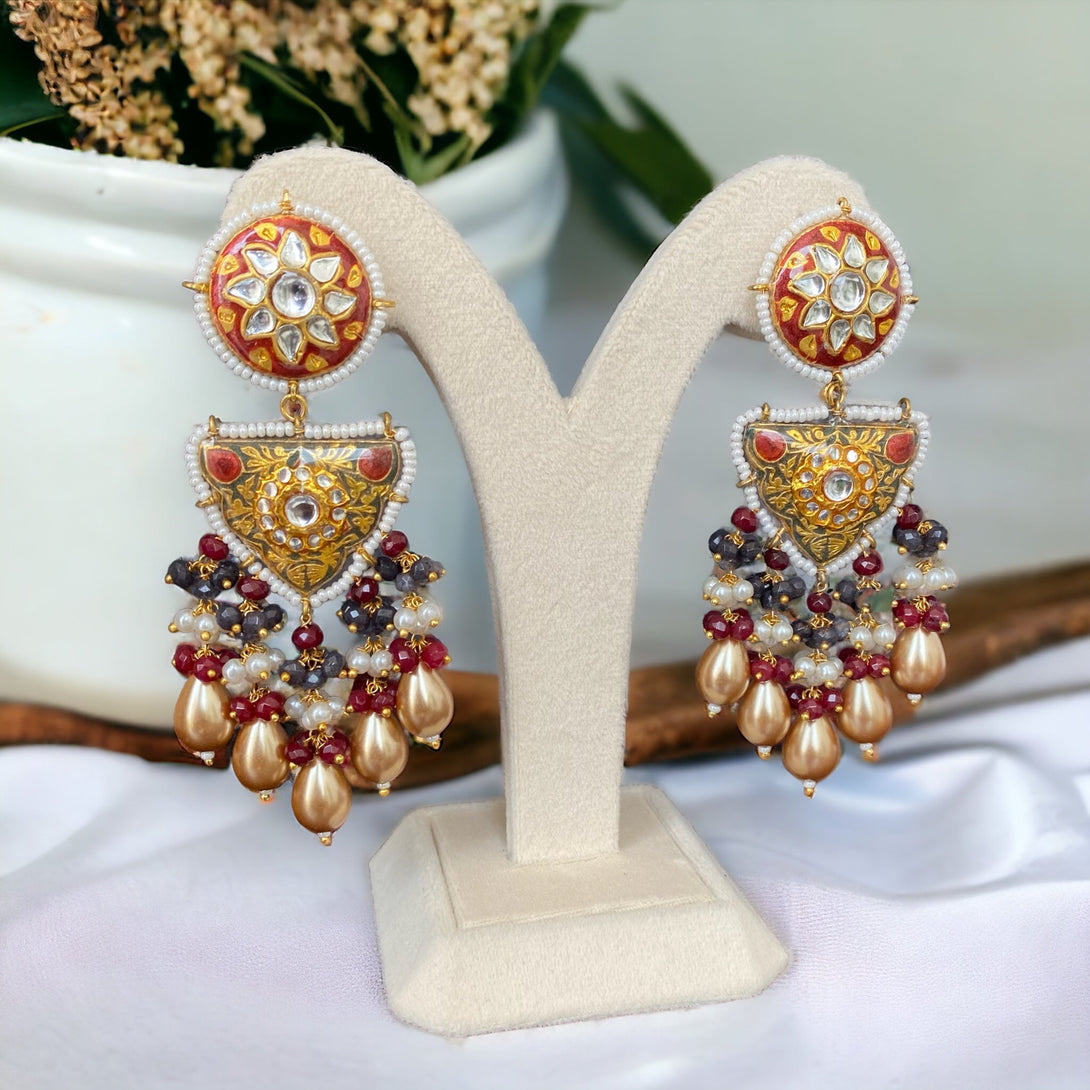 Uzma Maroon Meenakari Necklace Set - Pirohee by parul sharma