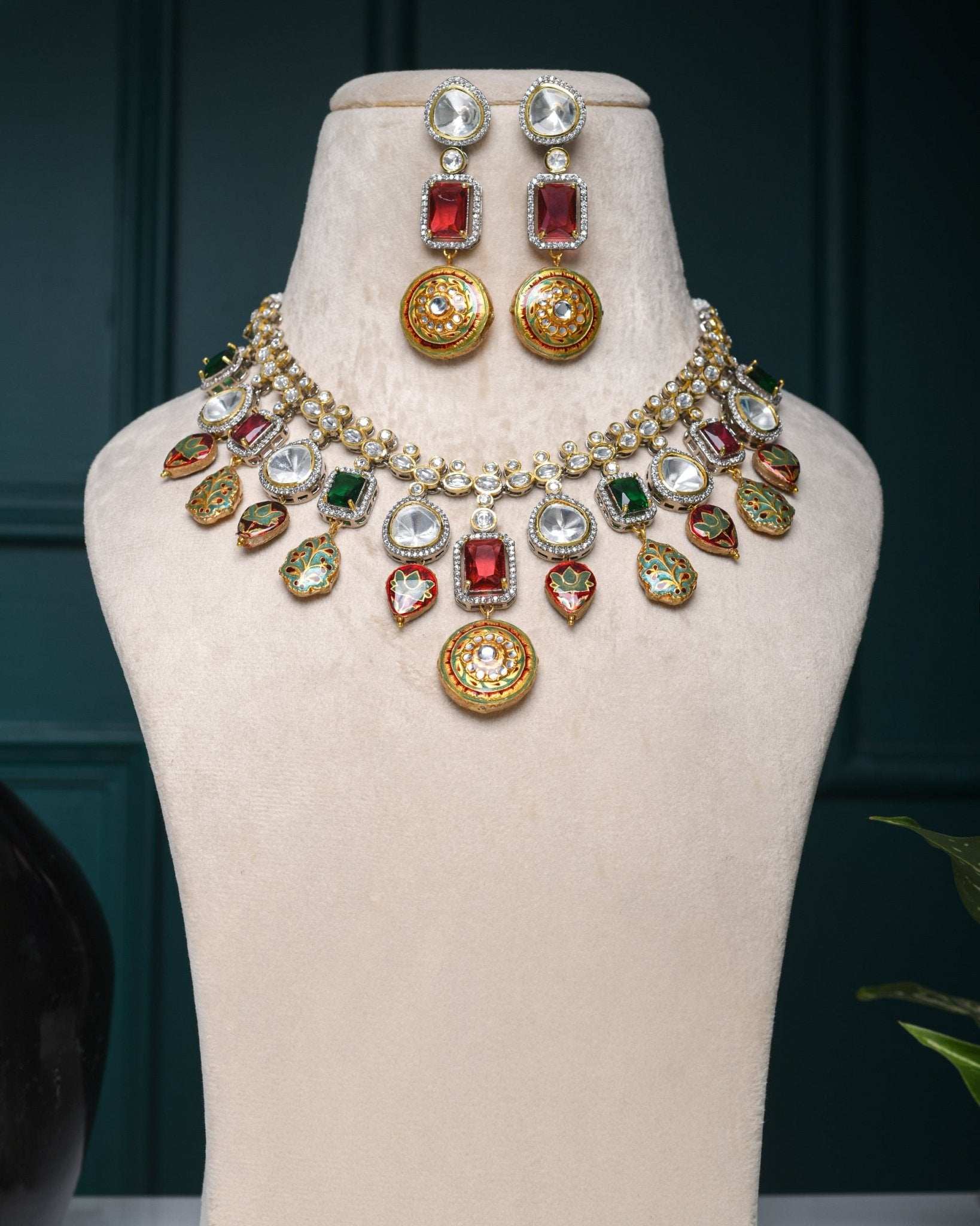 Zaina Multicolour Fusion Necklace Set - Pirohee by parul sharma