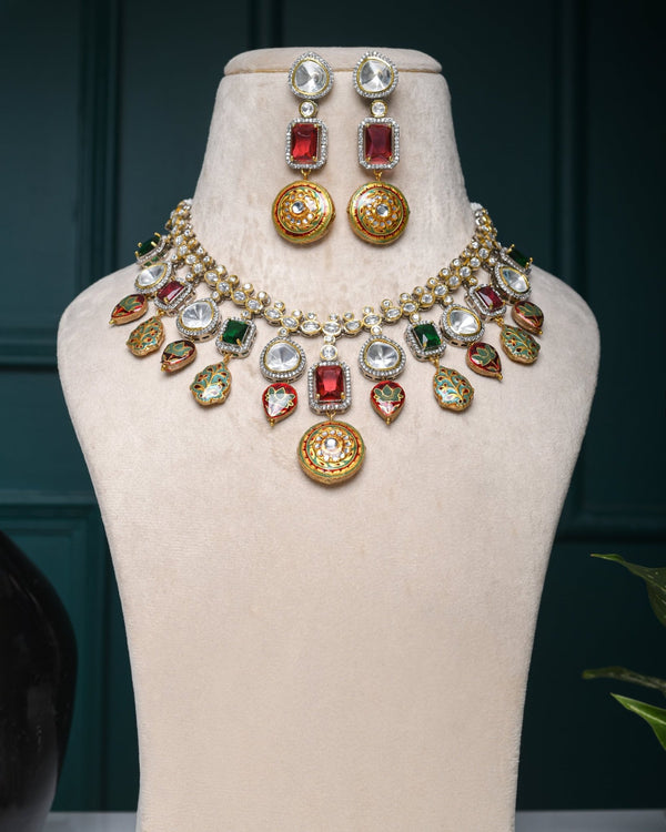 Zaina Multicolour Fusion Necklace Set - Pirohee by parul sharma