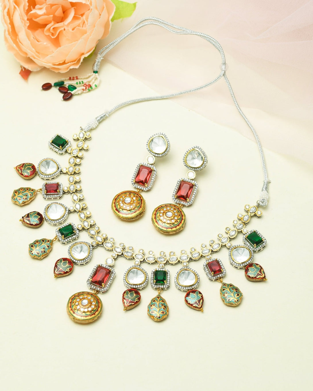 Zaina Multicolour Fusion Necklace Set - Pirohee by parul sharma