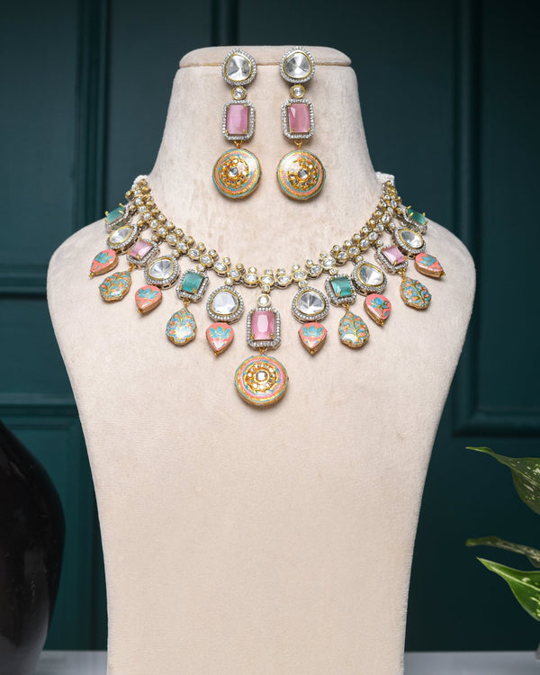 Zaina Pastel Fusion Necklace Set - Pirohee by parul sharma